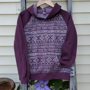 Purple Aztec Print Hooded Sweatshirt